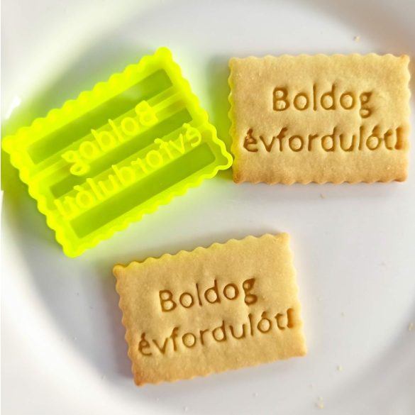 Boldog évfordulót! feliratos kekszmintázó