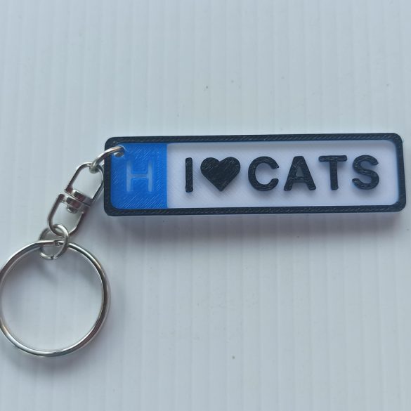 Rendszámtábla alakú kulcstartó (I️ <3 cats)
