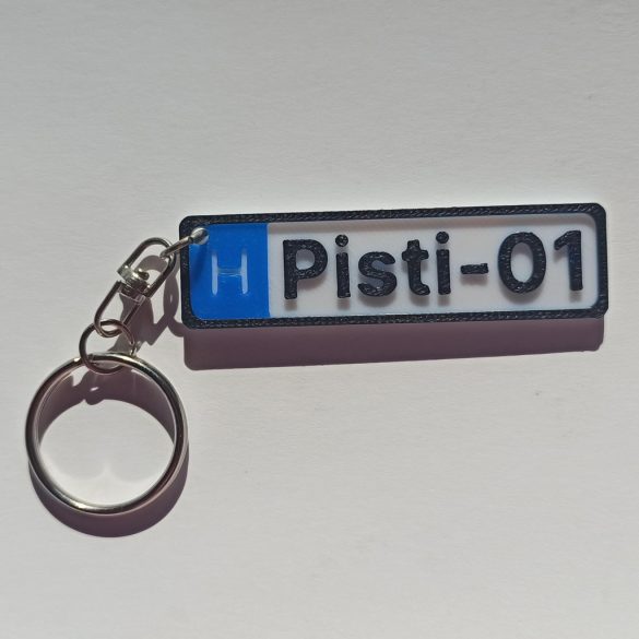 Rendszámtábla alakú kulcstartó (Pisti-01)