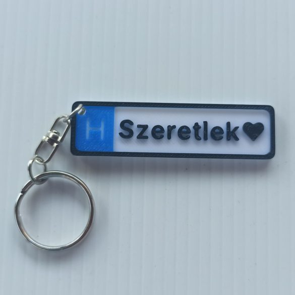Rendszámtábla alakú kulcstartó (Szeretlek)