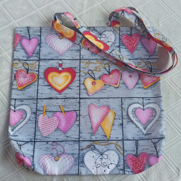 Szíves-kétoldalas kifordítható textiltáska
